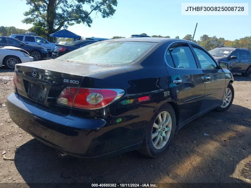 2002 Lexus Es 300 VIN: JTHBF30G825008728 Lot: 40580382