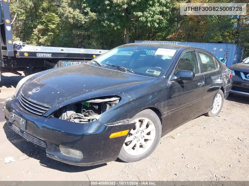 2002 Lexus Es 300 VIN: JTHBF30G825008728 Lot: 40580382