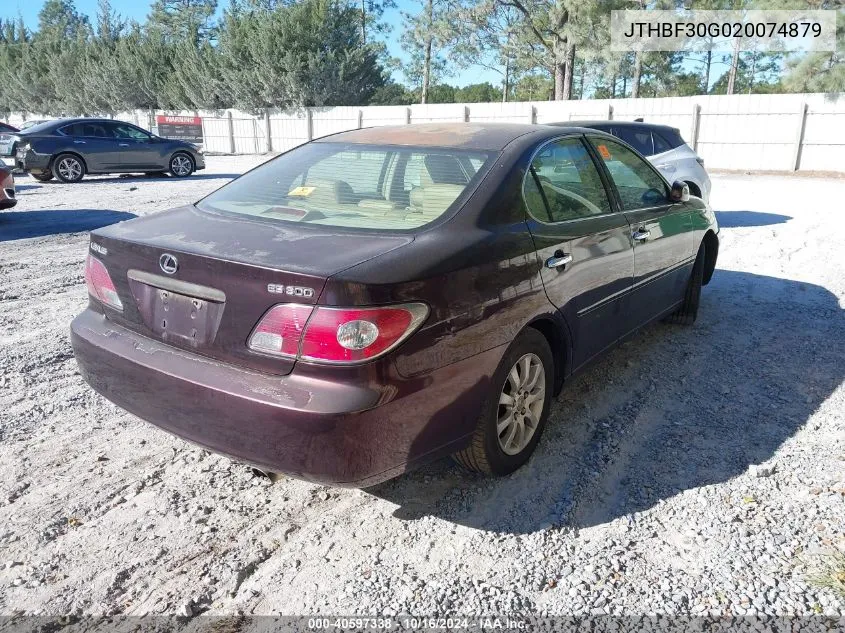 2002 Lexus Es 300 VIN: JTHBF30G020074879 Lot: 40597338