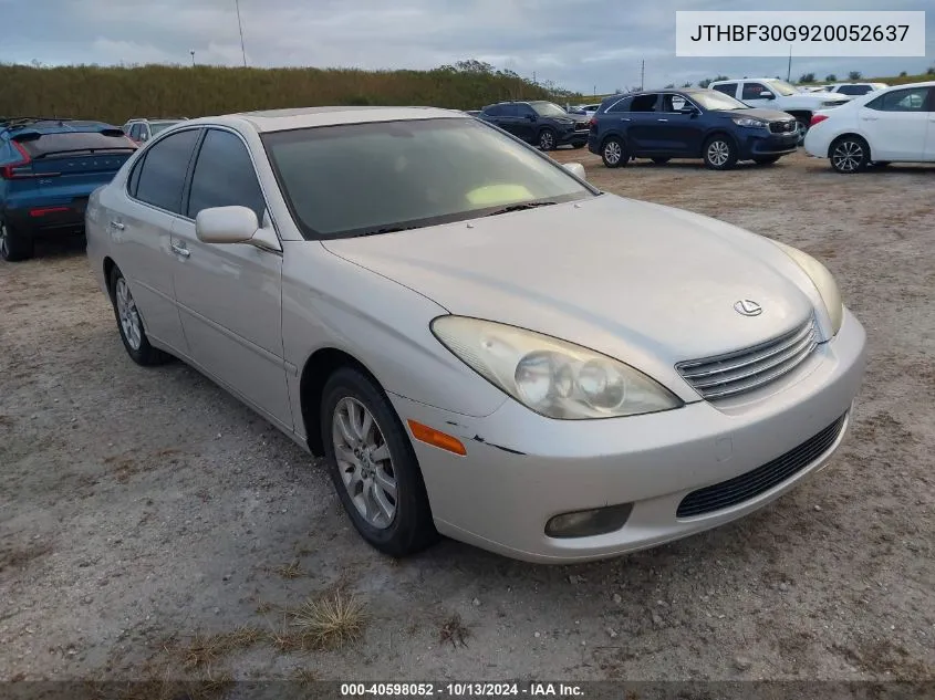 2002 Lexus Es 300 VIN: JTHBF30G920052637 Lot: 40598052