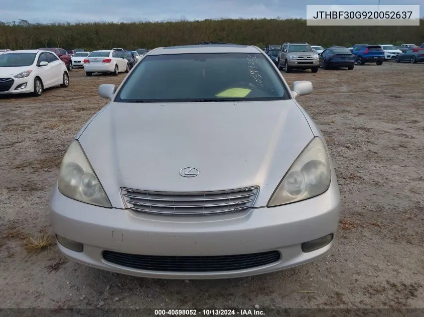 2002 Lexus Es 300 VIN: JTHBF30G920052637 Lot: 40598052