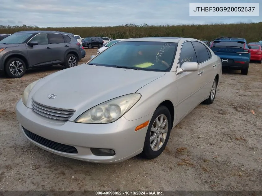 2002 Lexus Es 300 VIN: JTHBF30G920052637 Lot: 40598052