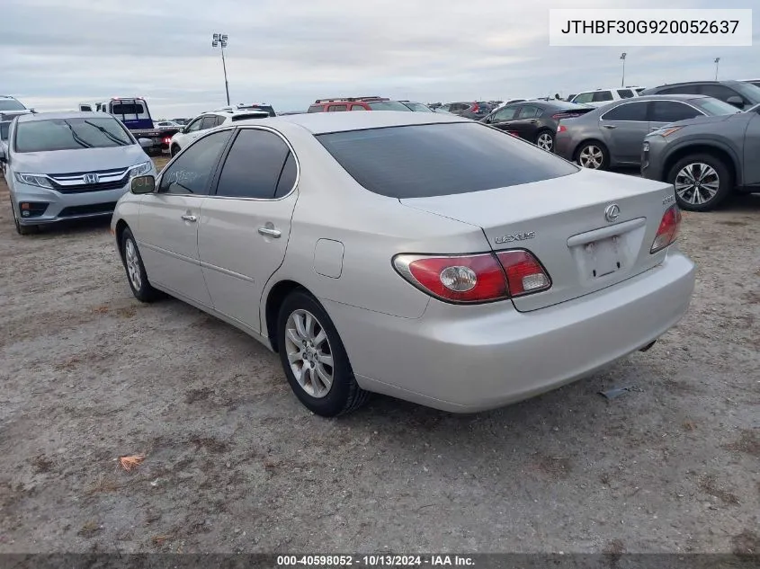 2002 Lexus Es 300 VIN: JTHBF30G920052637 Lot: 40598052