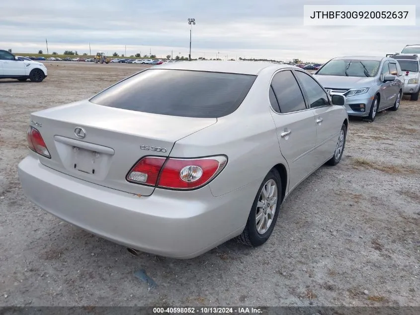 2002 Lexus Es 300 VIN: JTHBF30G920052637 Lot: 40598052