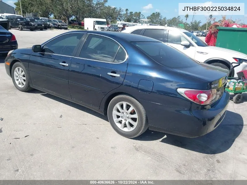 2002 Lexus Es 300 VIN: JTHBF30G225034824 Lot: 40636626