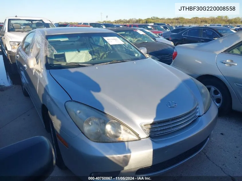 2002 Lexus Es 300 VIN: JTHBF30G220008558 Lot: 40750867