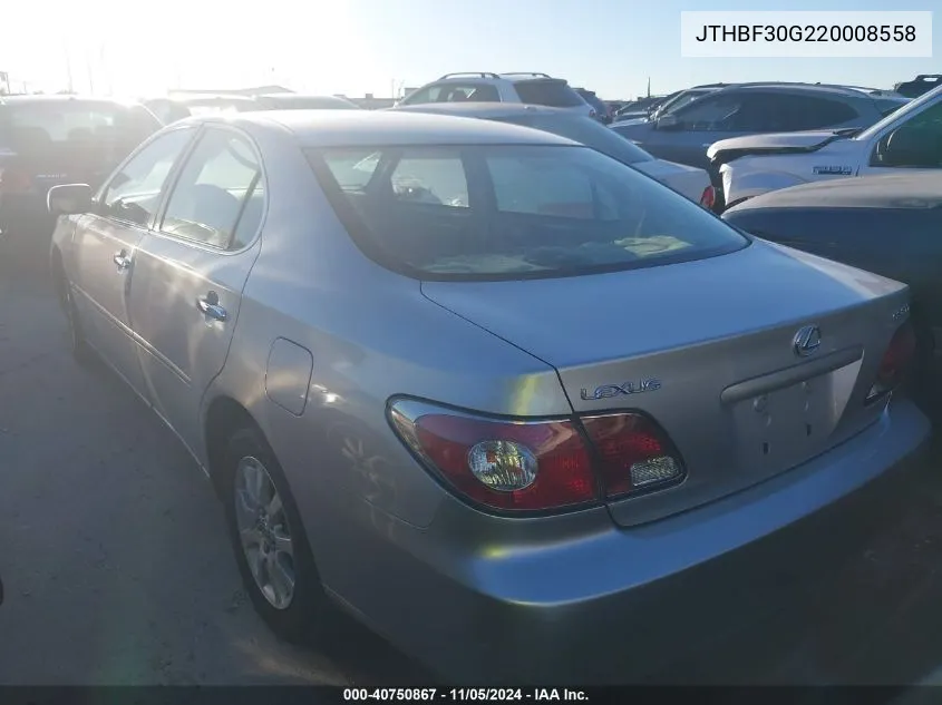 2002 Lexus Es 300 VIN: JTHBF30G220008558 Lot: 40750867