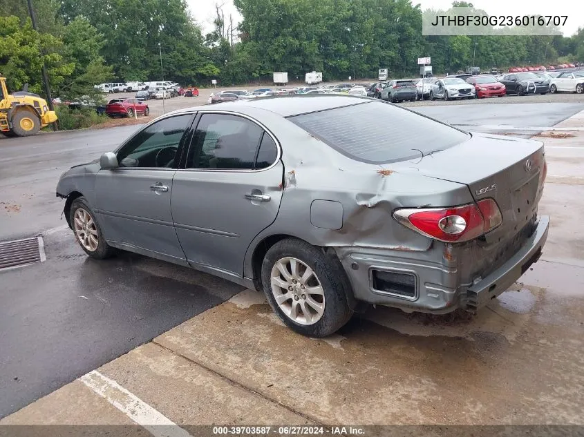 2003 Lexus Es 300 Base (A5) VIN: JTHBF30G236016707 Lot: 39703587