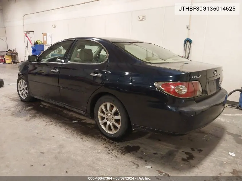 2003 Lexus Es 300 VIN: JTHBF30G136014625 Lot: 40047364