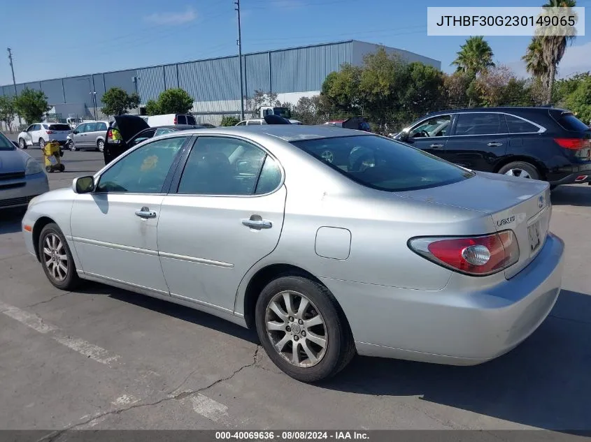 2003 Lexus Es 300 VIN: JTHBF30G230149065 Lot: 40069636