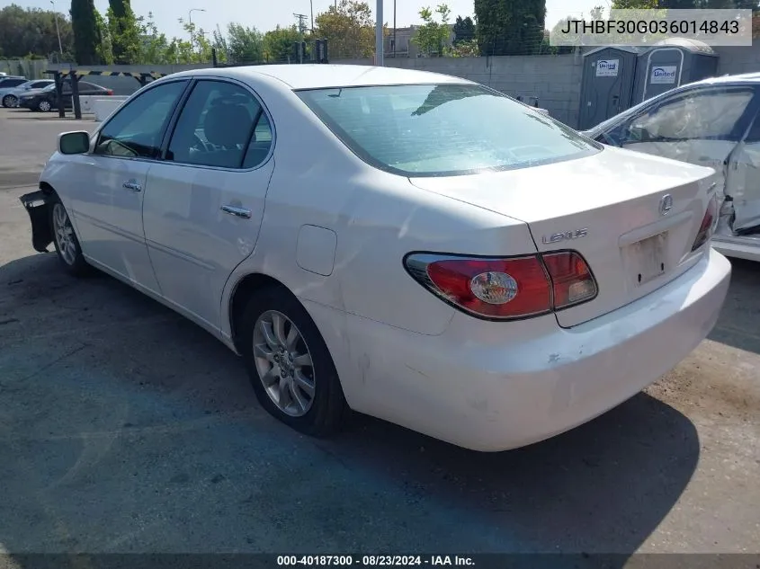 2003 Lexus Es 300 VIN: JTHBF30G036014843 Lot: 40187300