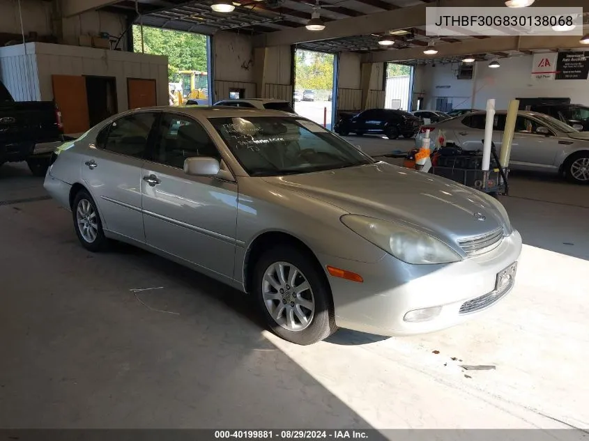 2003 Lexus Es 300 VIN: JTHBF30G830138068 Lot: 40199881