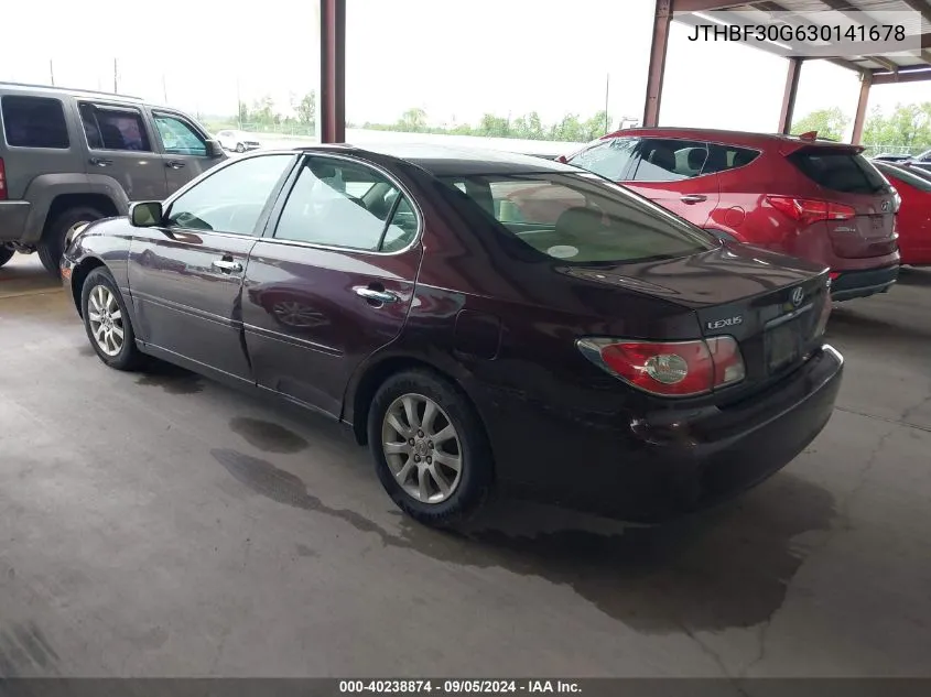 2003 Lexus Es 300 300 VIN: JTHBF30G630141678 Lot: 40238874