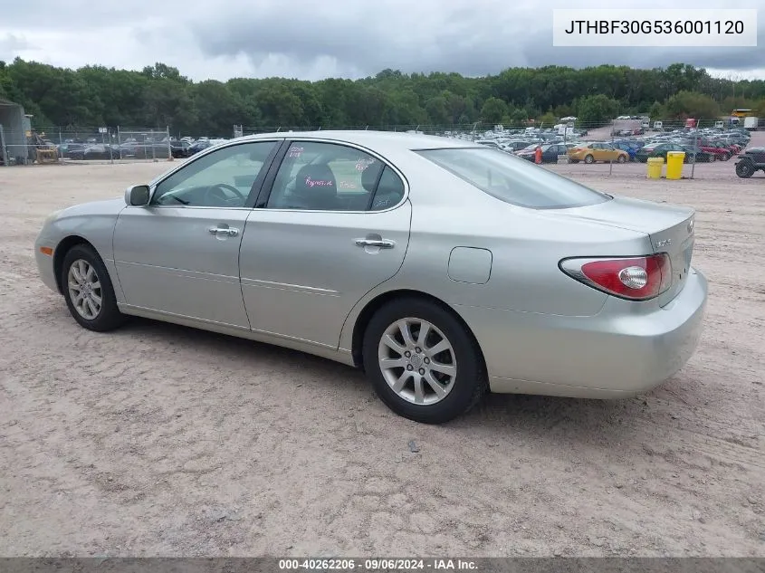 2003 Lexus Es 300 VIN: JTHBF30G536001120 Lot: 40262206