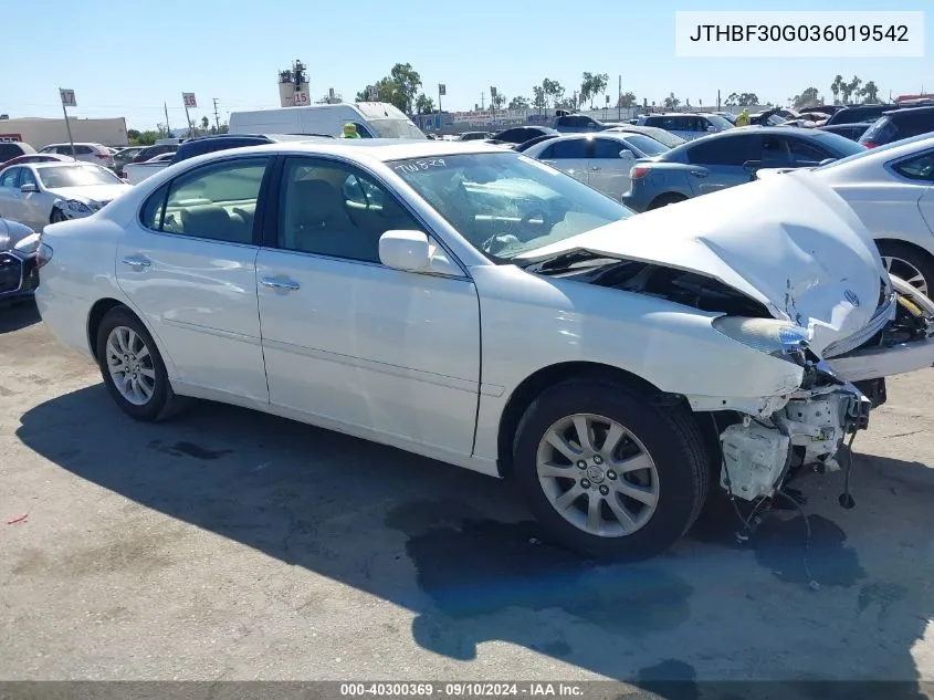 2003 Lexus Es 300 VIN: JTHBF30G036019542 Lot: 40300369