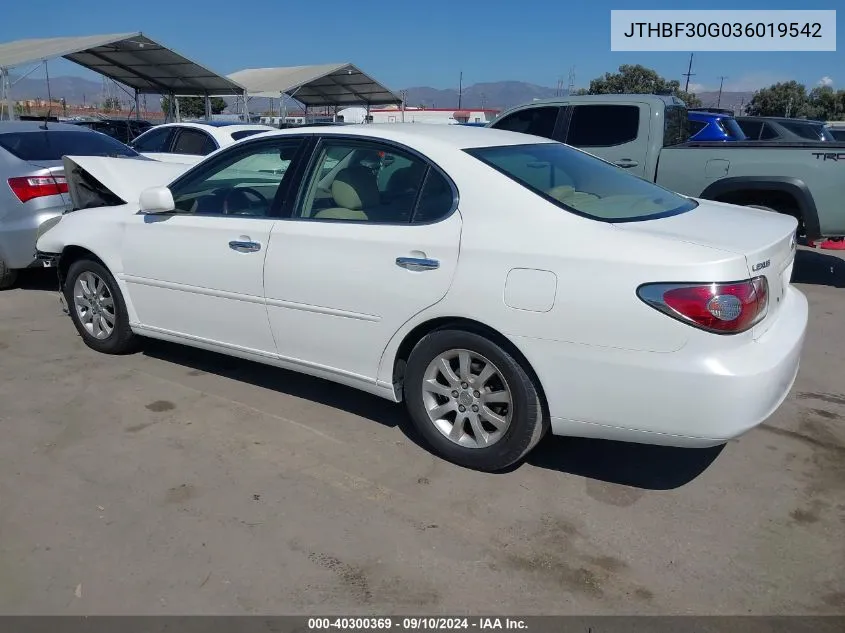 2003 Lexus Es 300 VIN: JTHBF30G036019542 Lot: 40300369