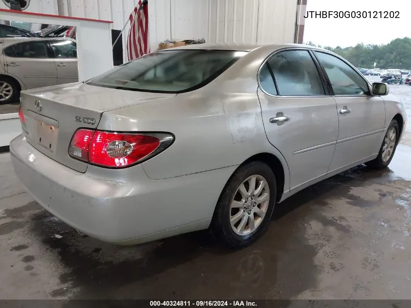 2003 Lexus Es 300 VIN: JTHBF30G030121202 Lot: 40324811