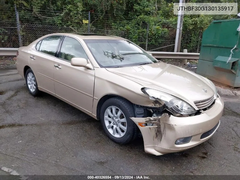 2003 Lexus Es 300 VIN: JTHBF30G130135917 Lot: 40326554