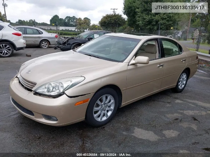 2003 Lexus Es 300 VIN: JTHBF30G130135917 Lot: 40326554