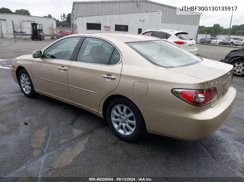 2003 Lexus Es 300 VIN: JTHBF30G130135917 Lot: 40326554