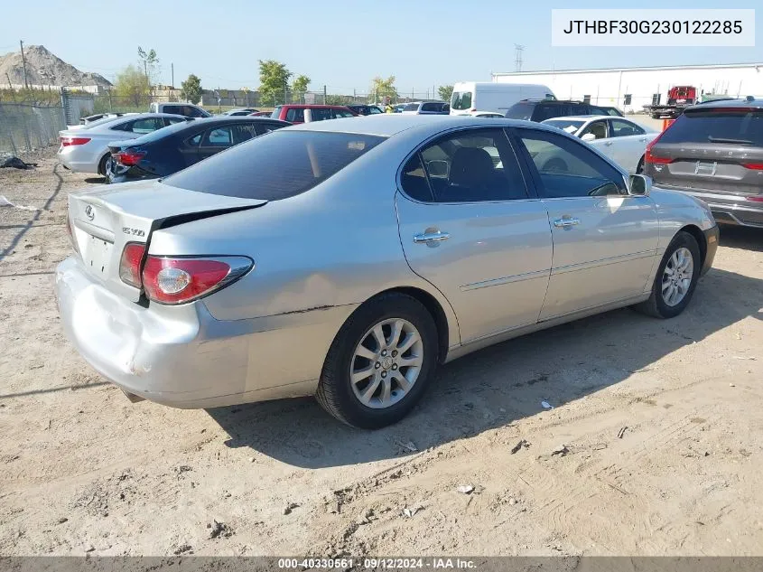 2003 Lexus Es 300 300 VIN: JTHBF30G230122285 Lot: 40330561