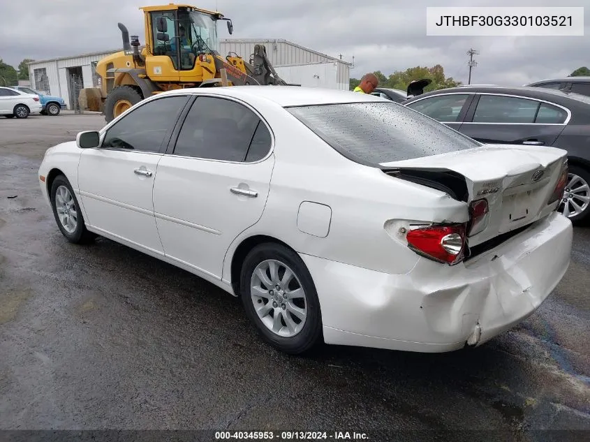 2003 Lexus Es 300 VIN: JTHBF30G330103521 Lot: 40345953