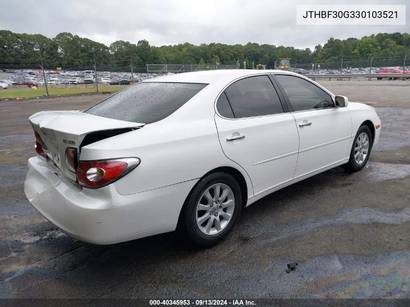 2003 Lexus Es 300 VIN: JTHBF30G330103521 Lot: 40345953