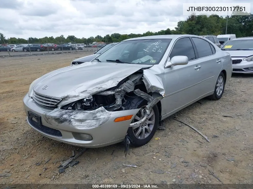 2003 Lexus Es 300 VIN: JTHBF30G230117751 Lot: 40399169