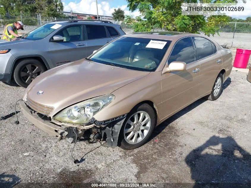 2003 Lexus Es 300 VIN: JTHBF30G330102689 Lot: 40411888