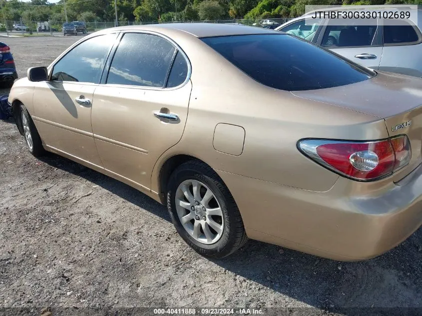 2003 Lexus Es 300 VIN: JTHBF30G330102689 Lot: 40411888