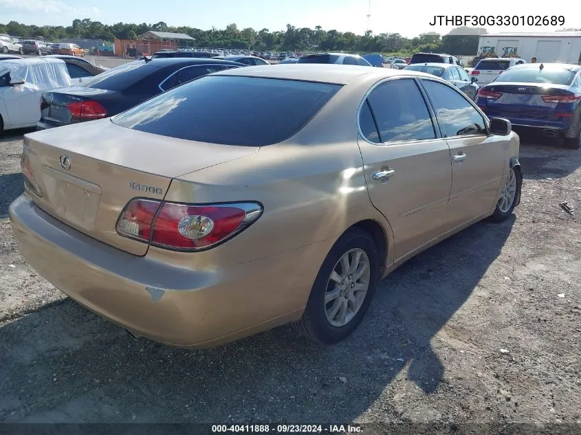 2003 Lexus Es 300 VIN: JTHBF30G330102689 Lot: 40411888