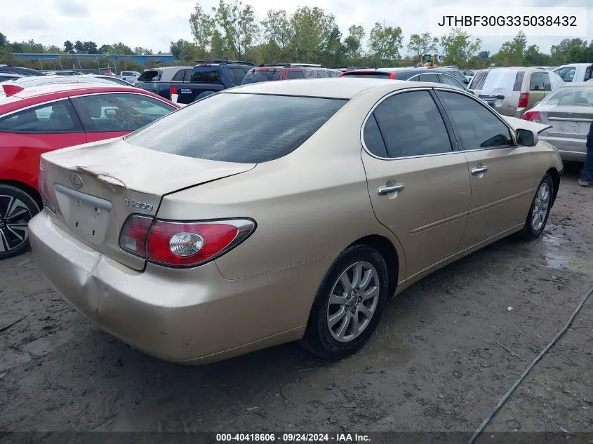 2003 Lexus Es 300 VIN: JTHBF30G335038432 Lot: 40418606