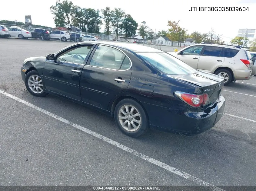 2003 Lexus Es 300 300 VIN: JTHBF30G035039604 Lot: 40448212