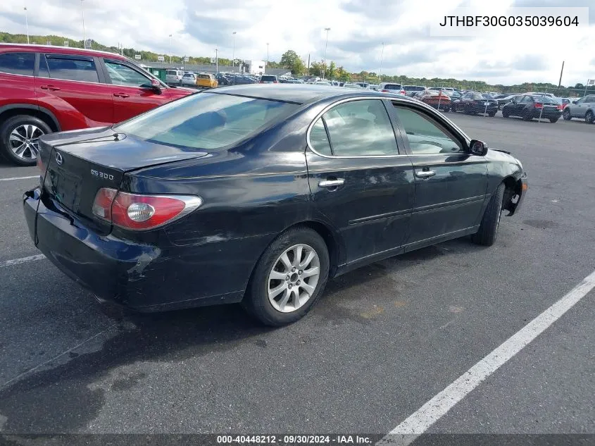 2003 Lexus Es 300 300 VIN: JTHBF30G035039604 Lot: 40448212