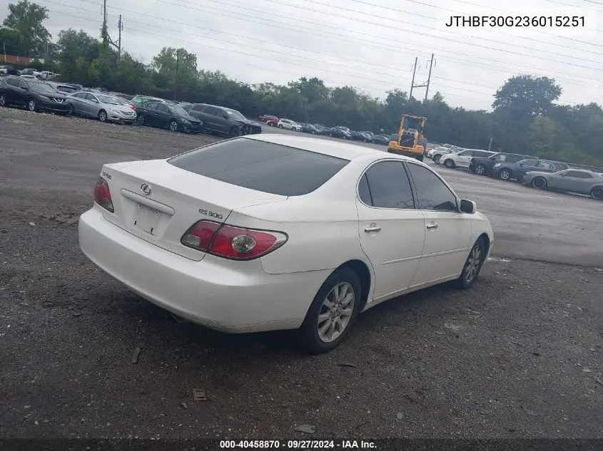 2003 Lexus Es 300 VIN: JTHBF30G236015251 Lot: 40458870