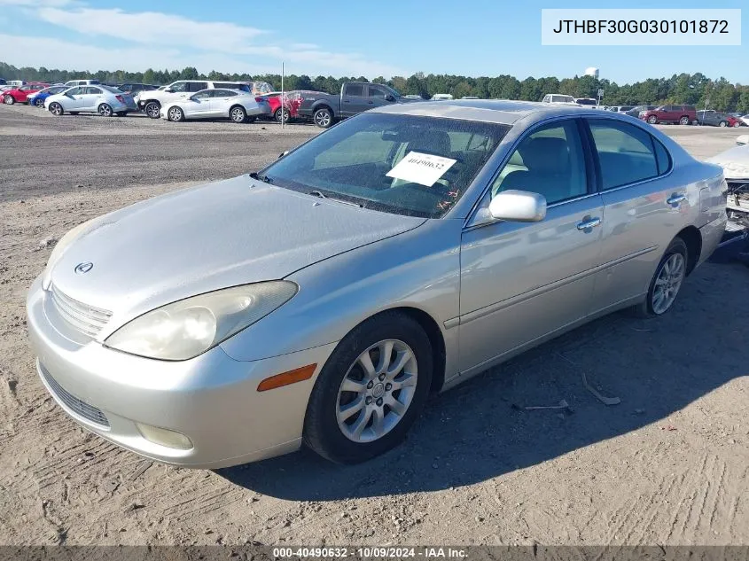 2003 Lexus Es 300 VIN: JTHBF30G030101872 Lot: 40490632