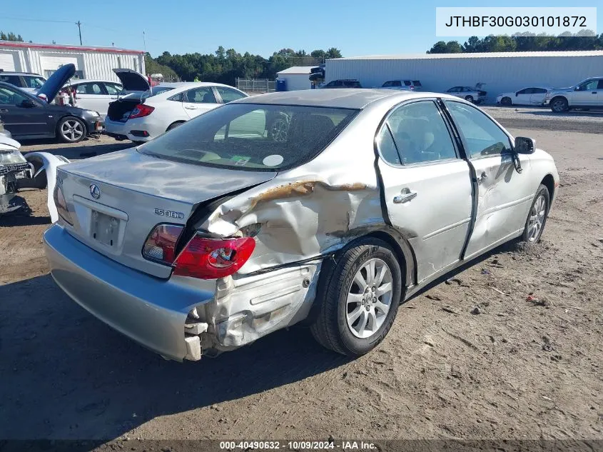 2003 Lexus Es 300 VIN: JTHBF30G030101872 Lot: 40490632