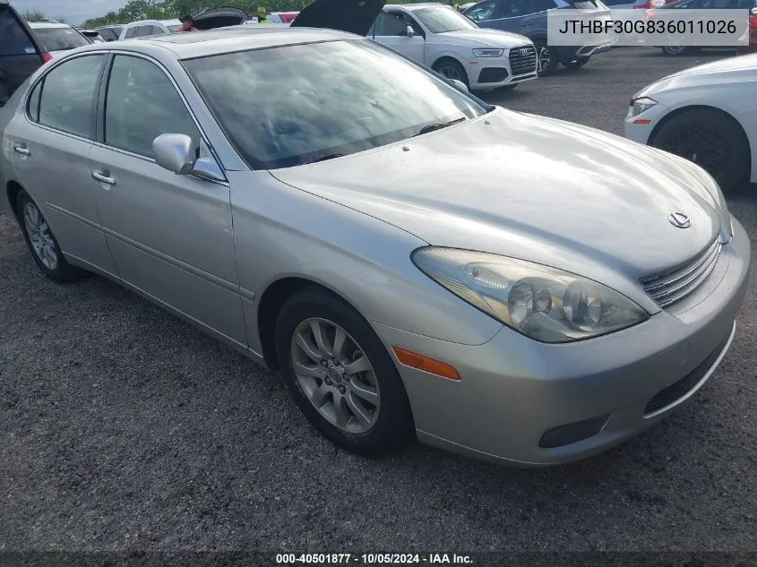 2003 Lexus Es 300 VIN: JTHBF30G836011026 Lot: 40501877