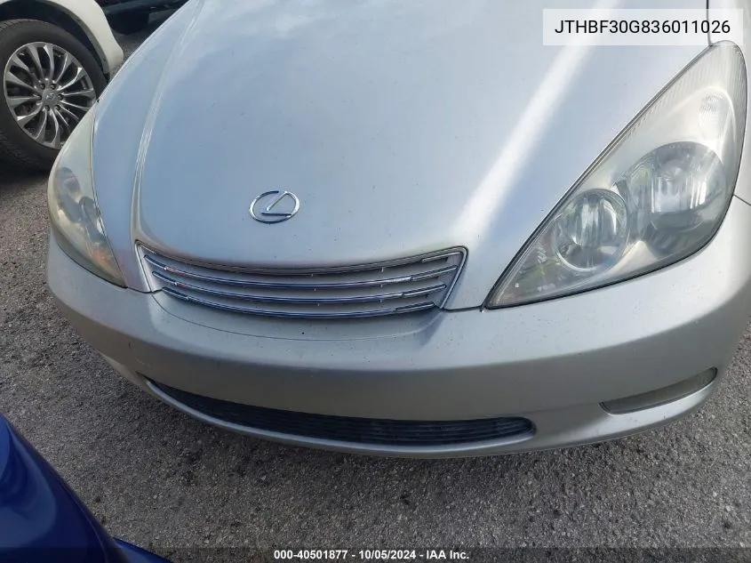 2003 Lexus Es 300 VIN: JTHBF30G836011026 Lot: 40501877