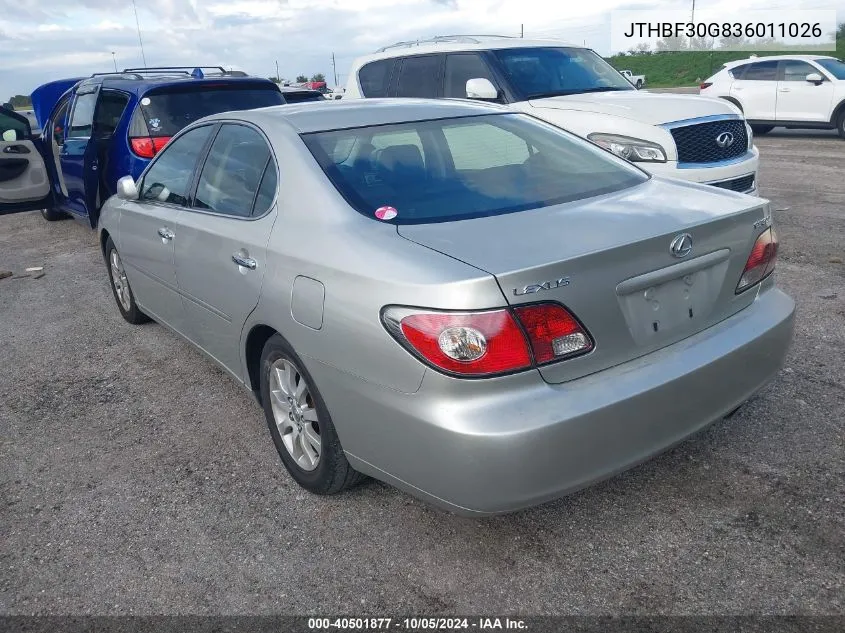 2003 Lexus Es 300 VIN: JTHBF30G836011026 Lot: 40501877