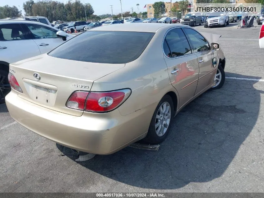 2003 Lexus Es 300 VIN: JTHBF30GX36012601 Lot: 40517036