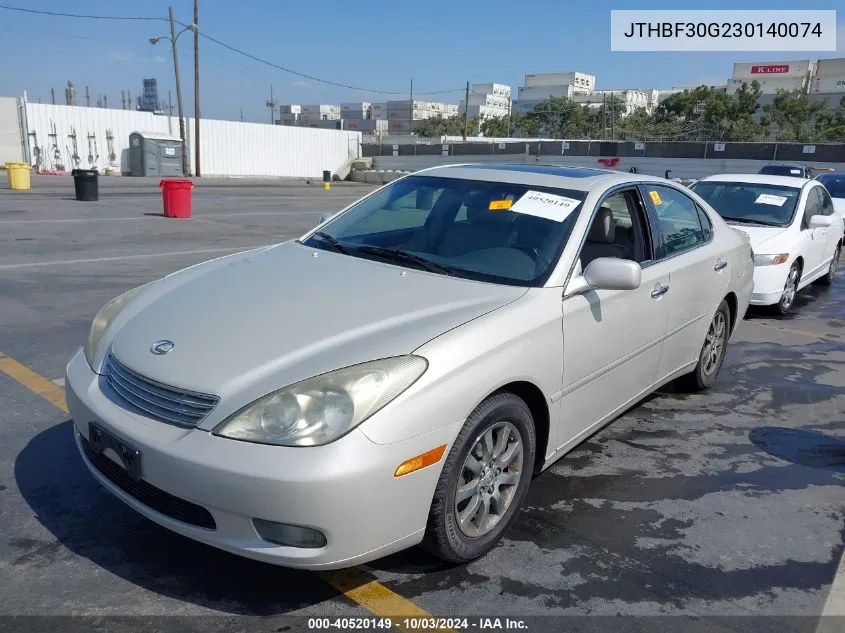 2003 Lexus Es 300 VIN: JTHBF30G230140074 Lot: 40520149