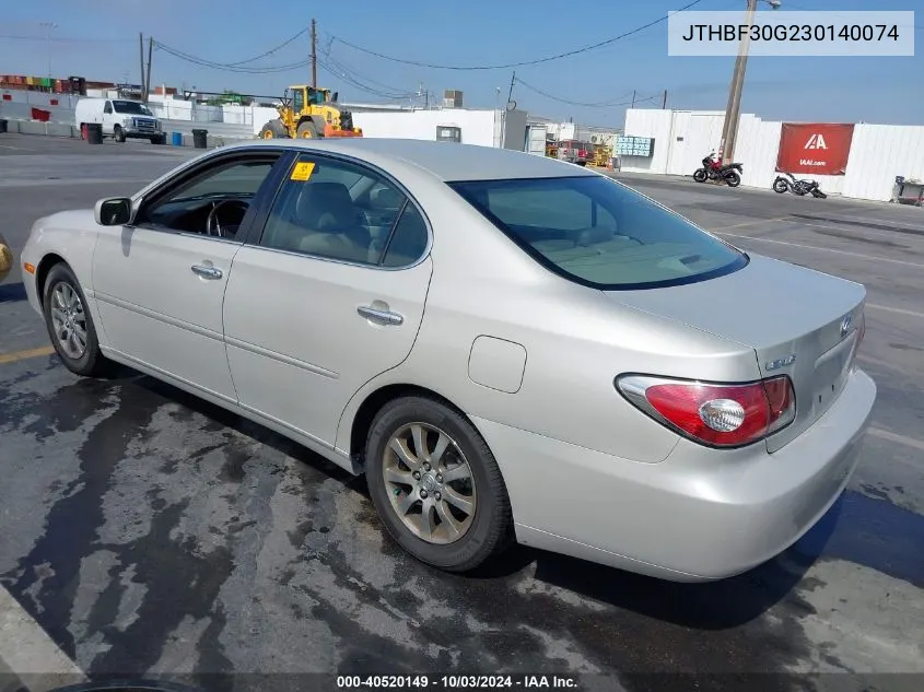 2003 Lexus Es 300 VIN: JTHBF30G230140074 Lot: 40520149