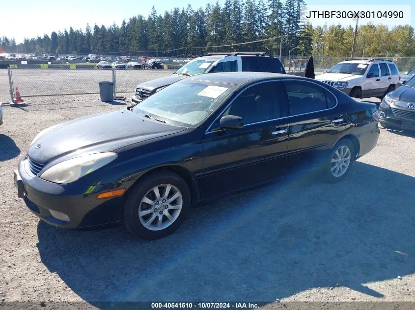 2003 Lexus Es 300 VIN: JTHBF30GX30104990 Lot: 40541510