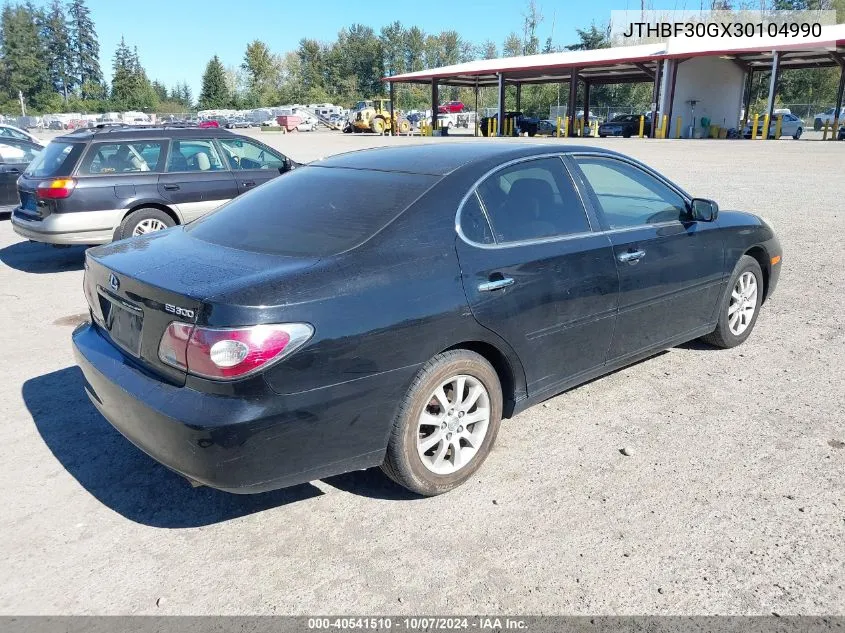 2003 Lexus Es 300 VIN: JTHBF30GX30104990 Lot: 40541510