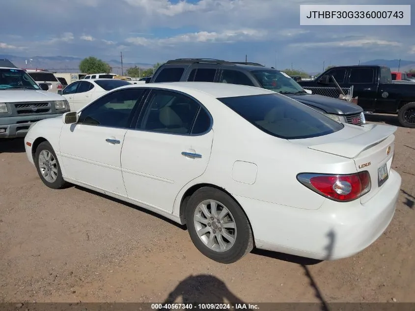 2003 Lexus Es 300 VIN: JTHBF30G336000743 Lot: 40567340