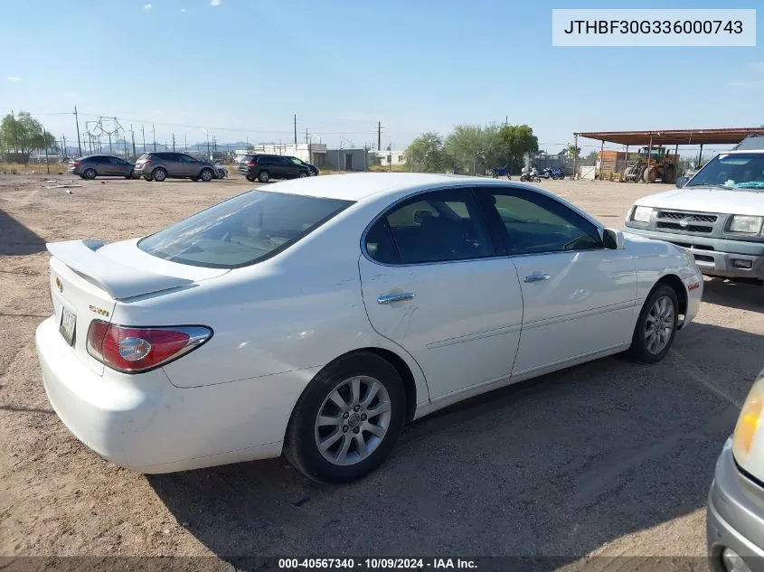 2003 Lexus Es 300 VIN: JTHBF30G336000743 Lot: 40567340