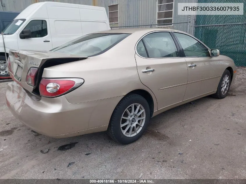 2003 Lexus Es 300 VIN: JTHBF30G336007935 Lot: 40618166