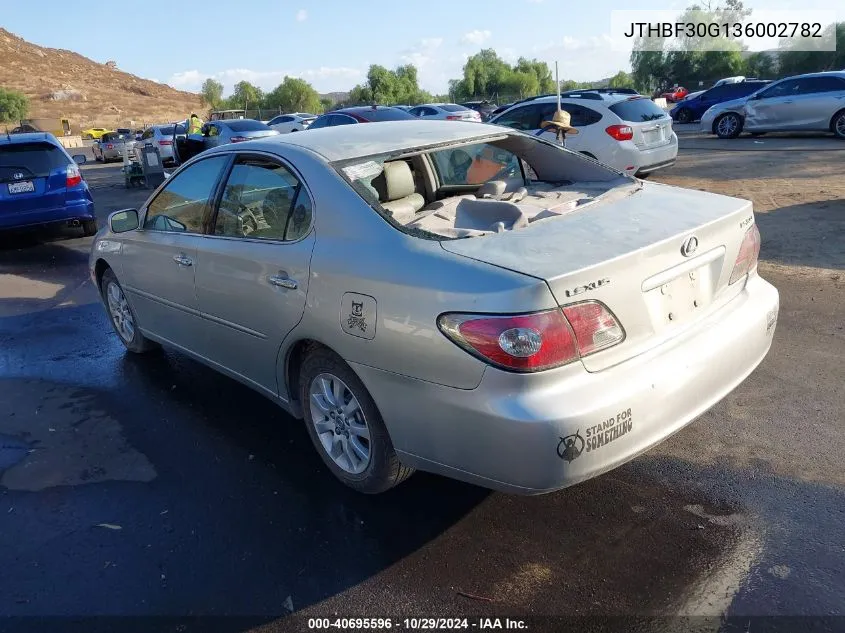 2003 Lexus Es 300 VIN: JTHBF30G136002782 Lot: 40695596