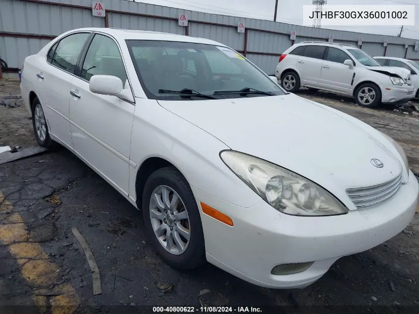 2003 Lexus Es 300 VIN: JTHBF30GX36001002 Lot: 40800622